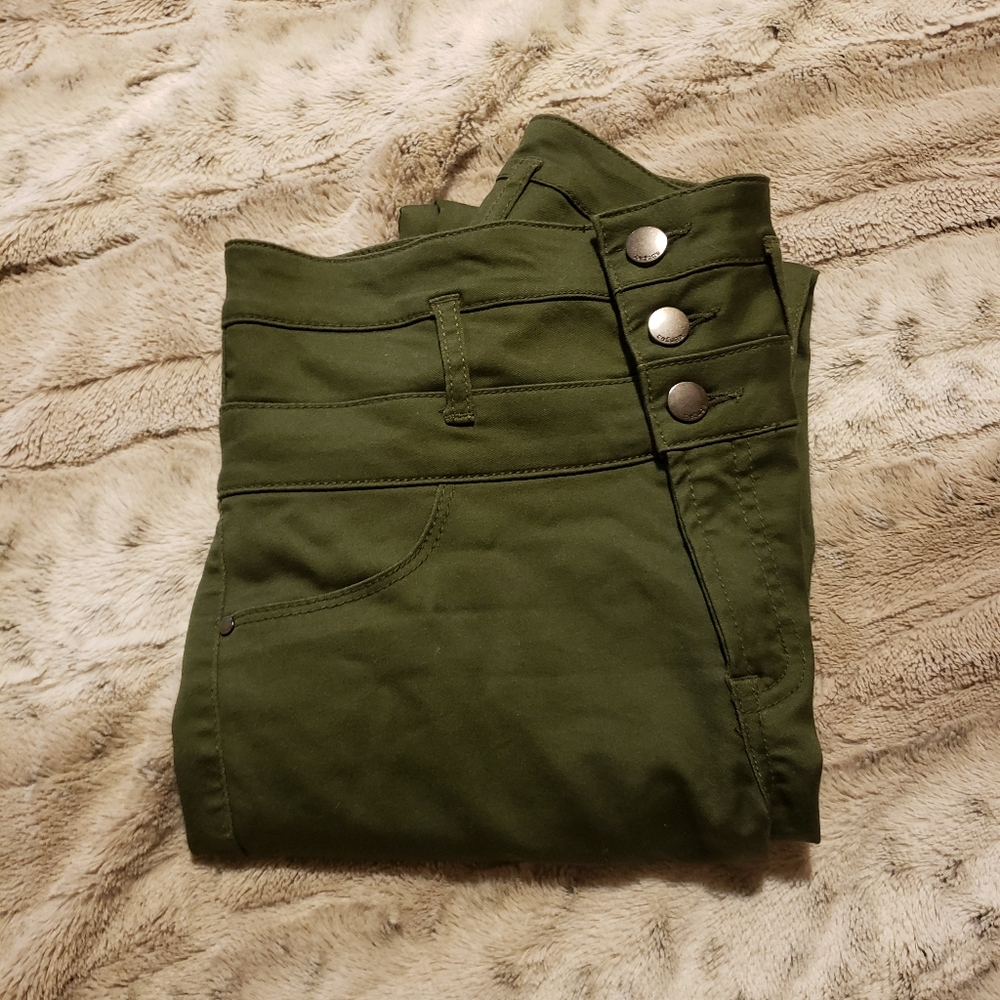 Refuge olive green stretchy skinny jeans